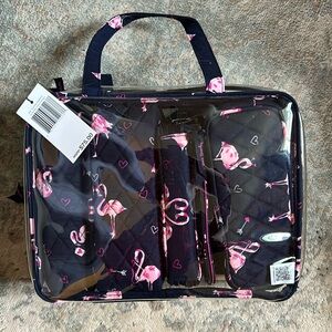 Four piece Vera Bradley cosmetic organizer flirty flamingo